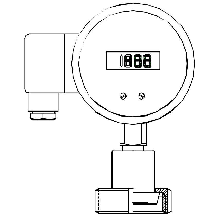 PEQ Sanitary digital pressure gauge with all-stainless chemical seal